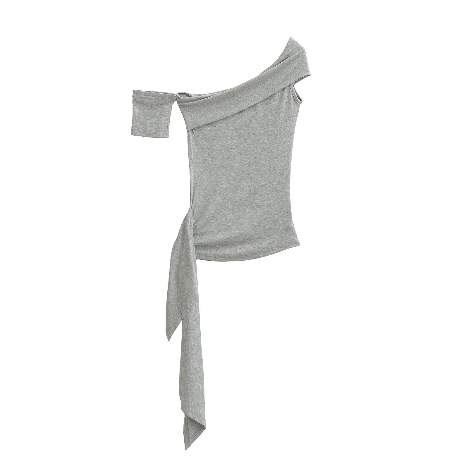 Pure Desire Ribbon Off-shoulder Tube Women's Elastic Slim-fit Asymmetric Top