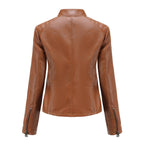 Simple European And American Trend Thin Coat Long Sleeve Motorcycle Jacket Women