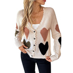 Women's Love V-neck Knitted Sweater Coat